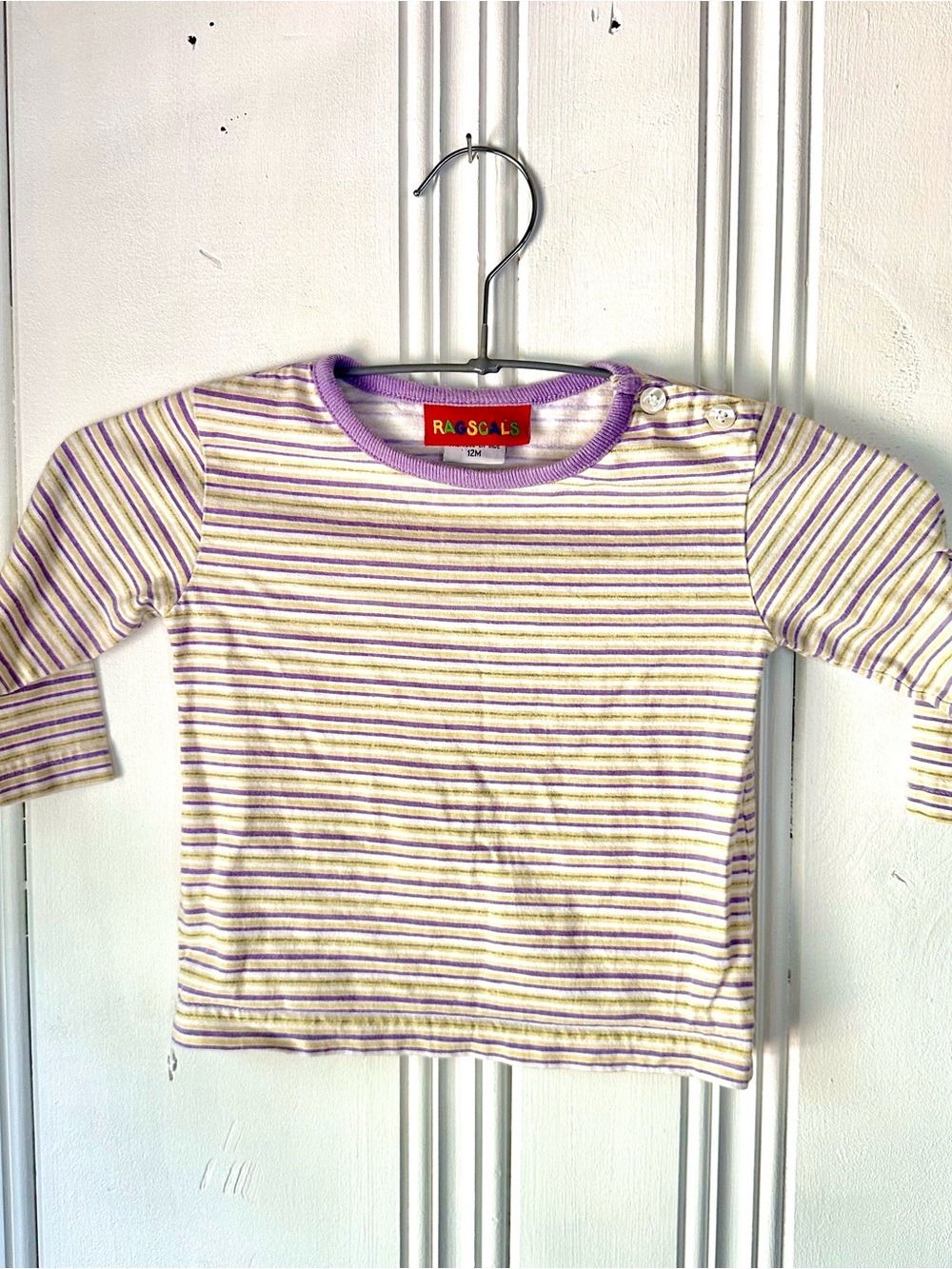RAGSCALS Vintage Purple & Yellow Striped Long-Sleeve Kids Top 12M